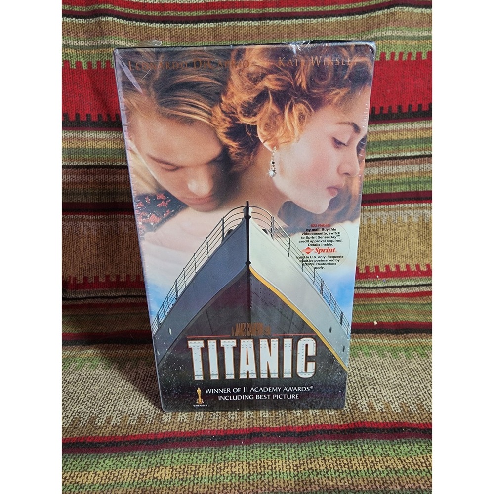 SEALED Titanic‎ VHS 1998 - Paramount 2 Tape Set w/ Sprint Sticker .